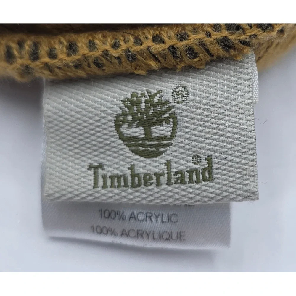 Timberland Brown Wheat Logo Knit Pom Beanie Hat‎ Youth OSFM
